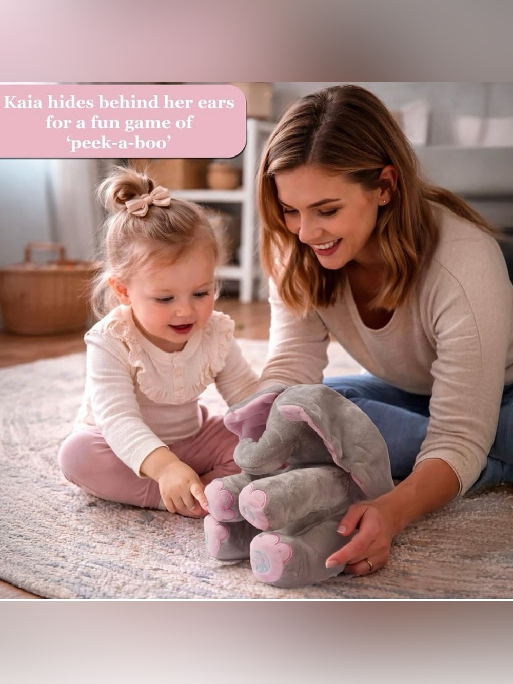 Dimple Kaia Peek-A-Boo Elephant Interactive Singing Plush Toy NWT - Picture 9 of 12